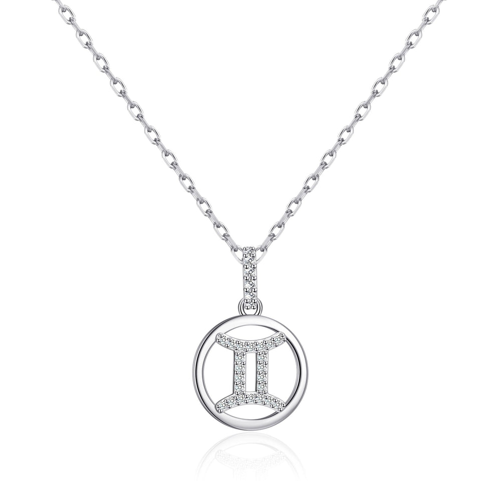 Gemini Star Sign Zodiac Necklace with Zircondia® Crystals