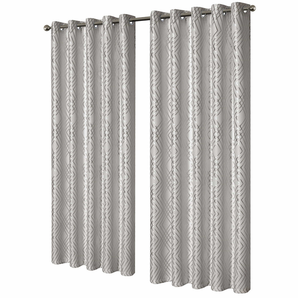 Geometric Natural Sparkle Blackout Curtains Soft Thermal Insulated Eyelet Ring Top Living Room & Bedroom Drapes by OLIVIA ROCCO