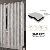 Geometric Natural Sparkle Blackout Curtains Soft Thermal Insulated Eyelet Ring Top Living Room & Bedroom Drapes by OLIVIA ROCCO