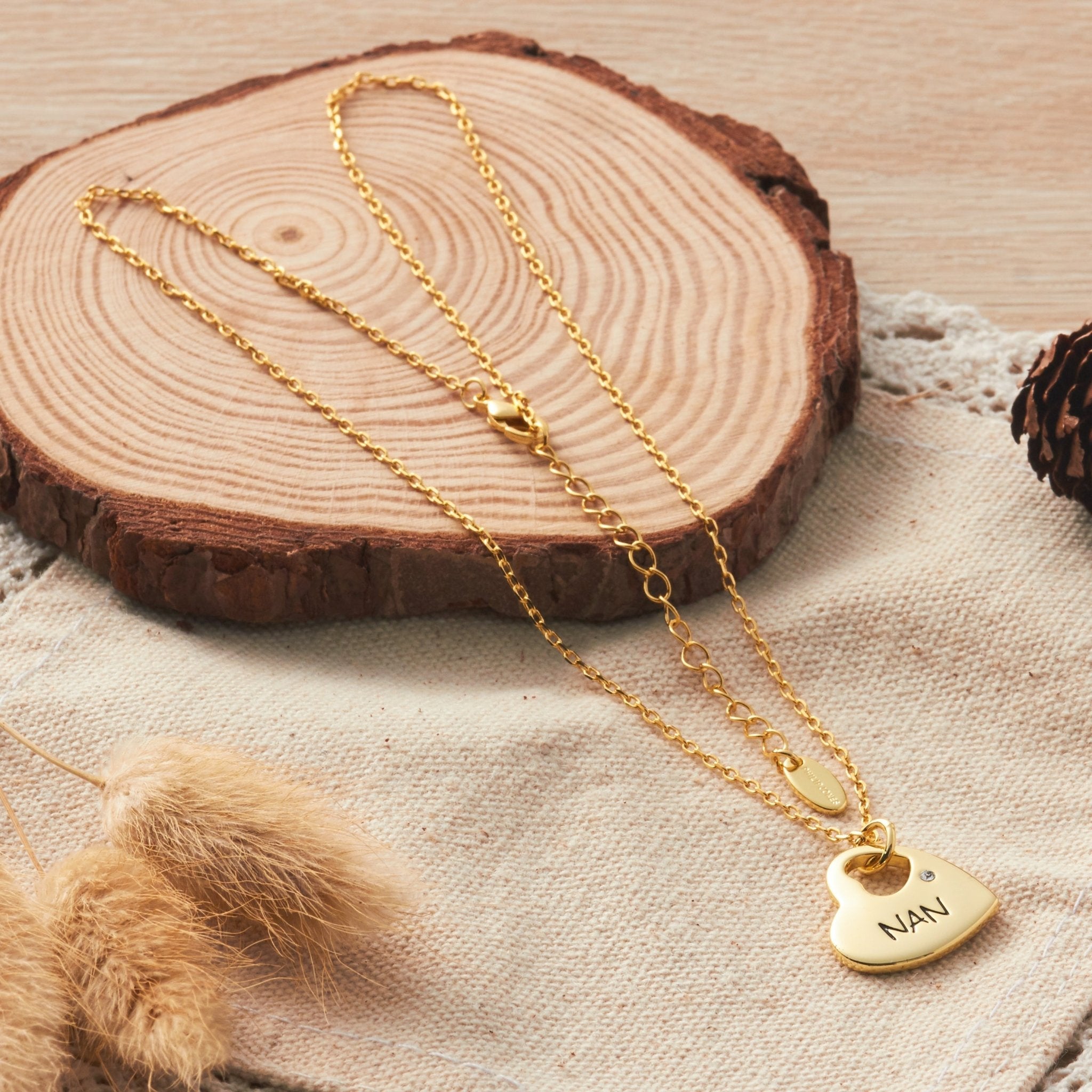 Gold Nan Heart Necklace Created with Zircondia® Crystals