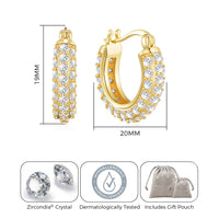 Gold Plated 20mm Pave Hoop Earrings Created with Zircondia® Crystals