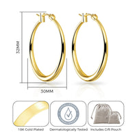 Gold Plated 30mm Hoop Earrings