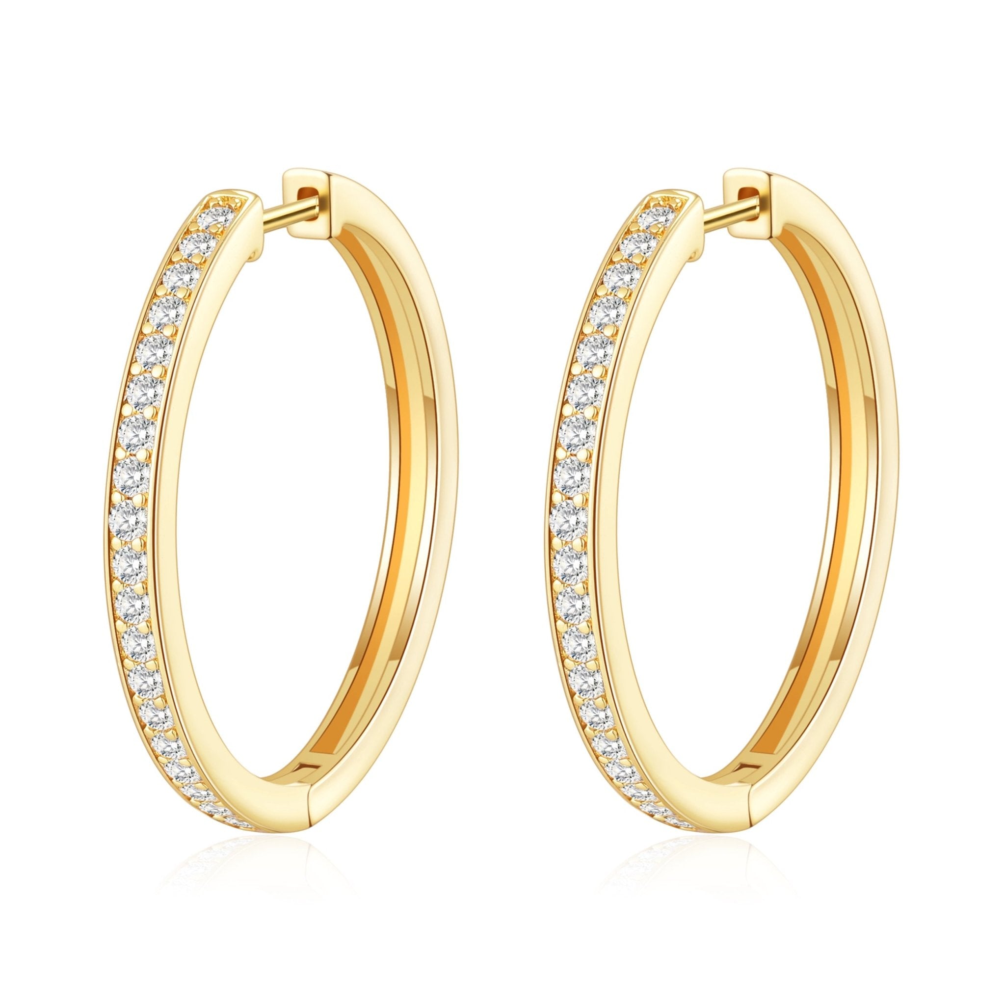Gold Plated 30mm Hoop Earrings Created with Zircondia® Crystals