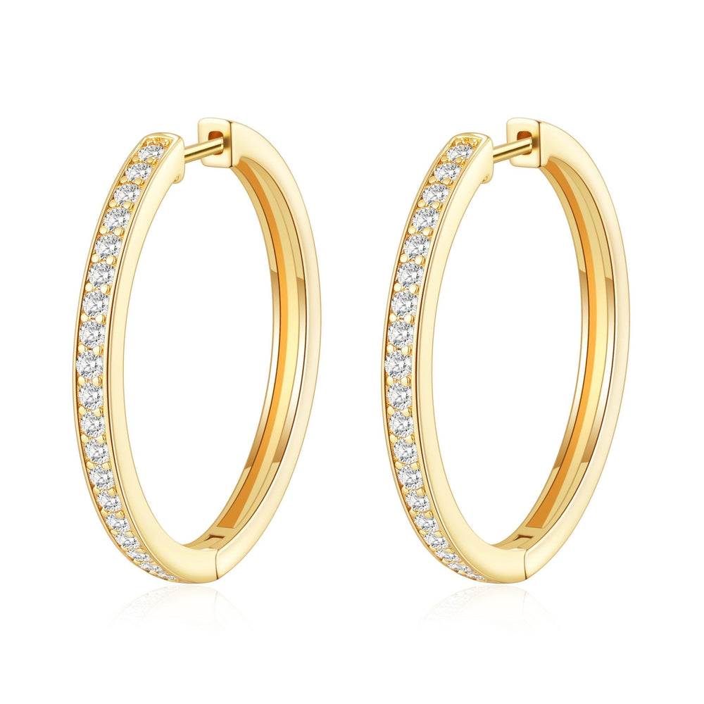 Gold Plated 30mm Hoop Earrings Created with Zircondia® Crystals