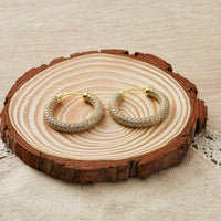 Gold Plated 30mm Pave Hoop Earrings Created with Zircondia® Crystals