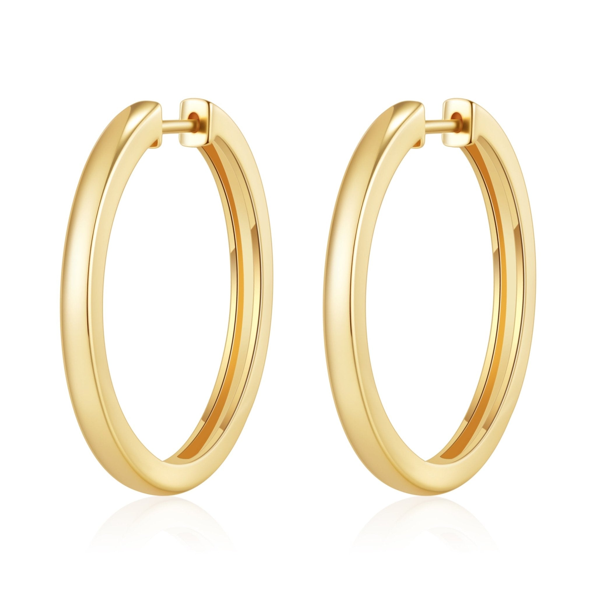 Gold Plated 30mm Plain Hoop Earrings