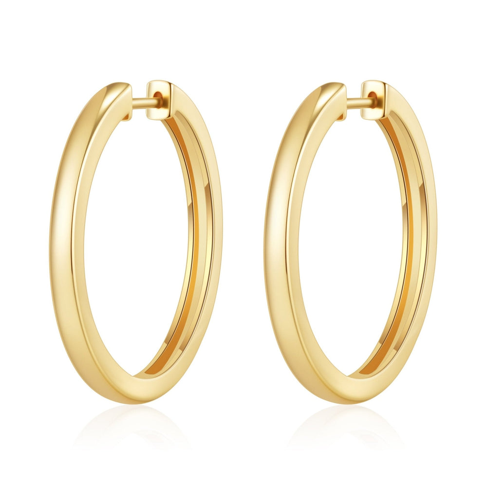 Gold Plated 30mm Plain Hoop Earrings