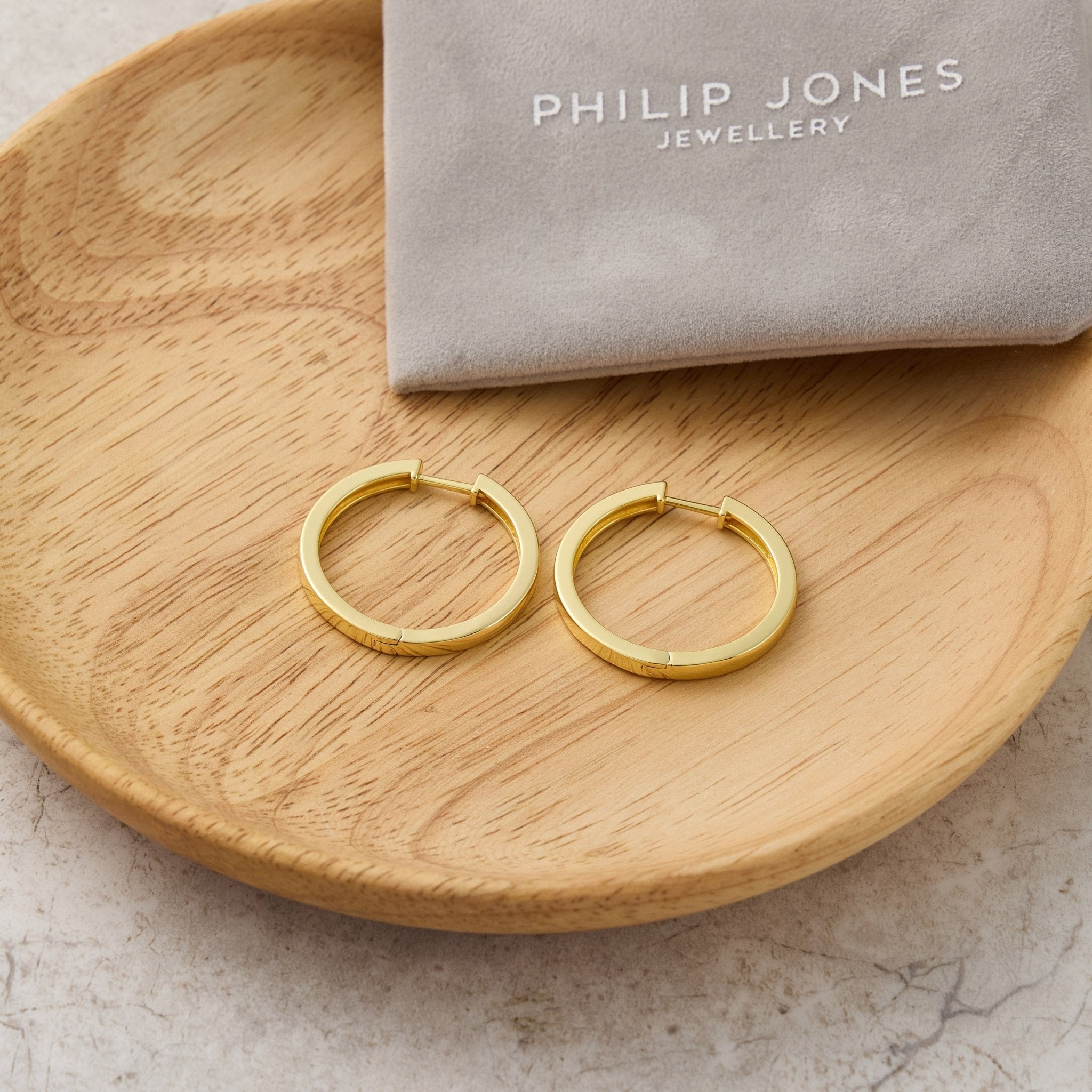 Gold Plated 30mm Plain Hoop Earrings