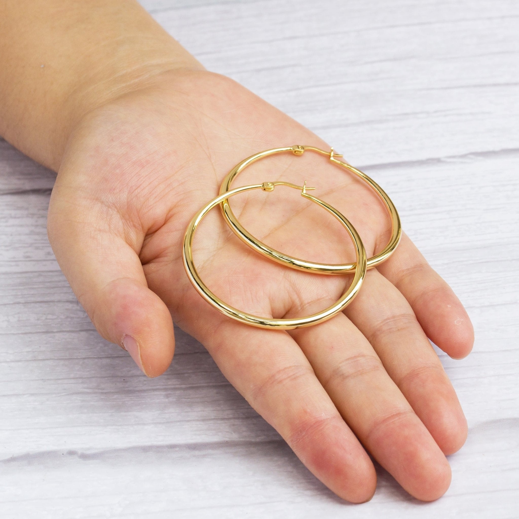 Gold Plated 50mm Hoop Earrings
