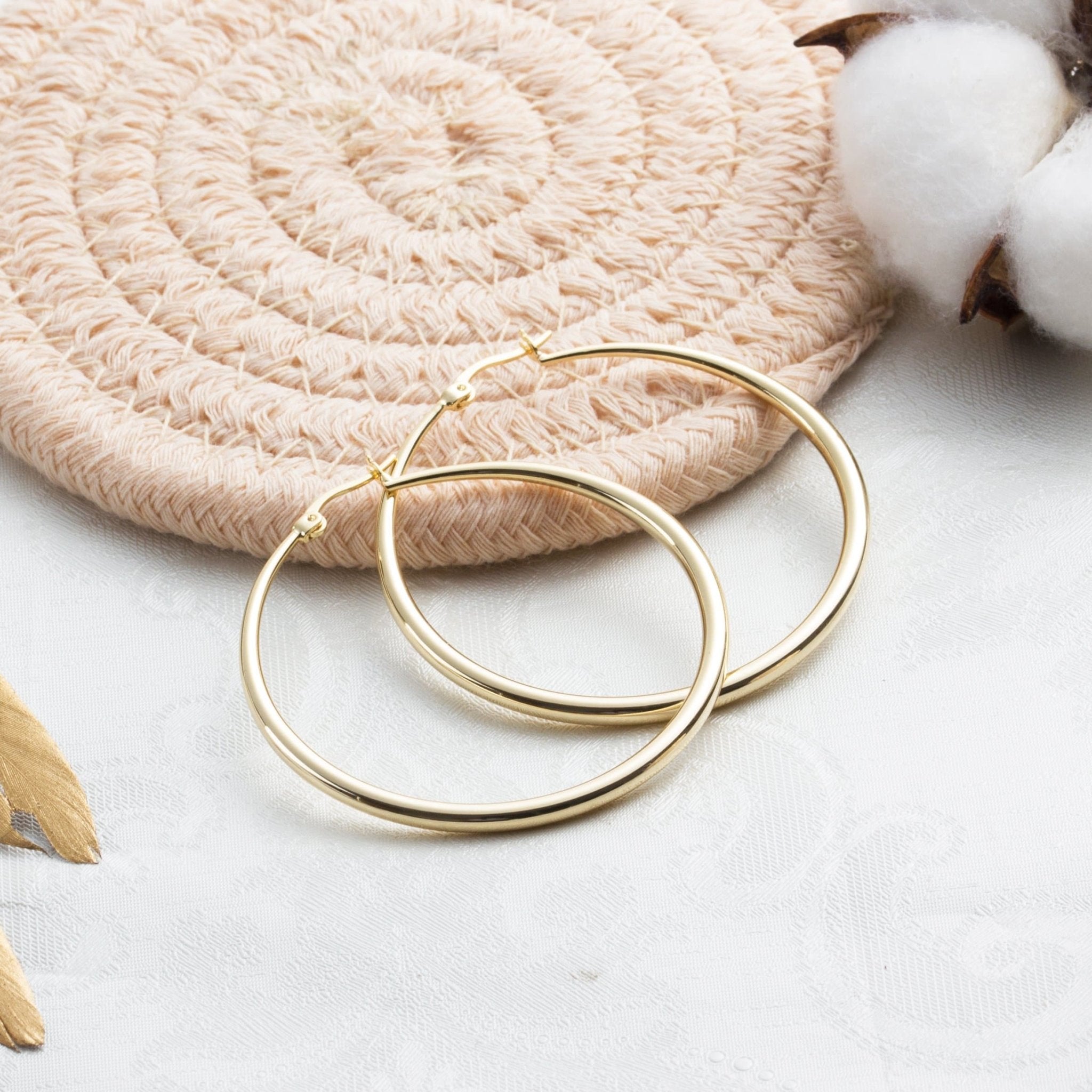 Gold Plated 50mm Hoop Earrings