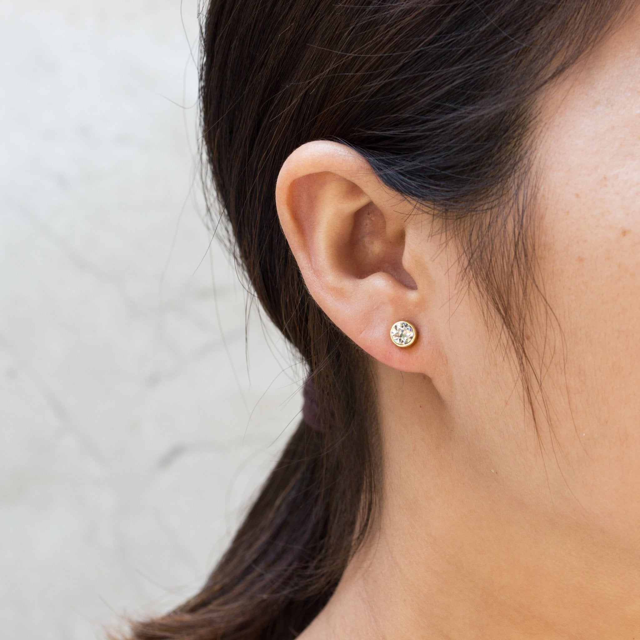 Gold Plated 6mm Magnetic Clip On Earrings Created with Zircondia® Crystals