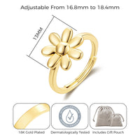 Gold Plated Adjustable Daisy Ring