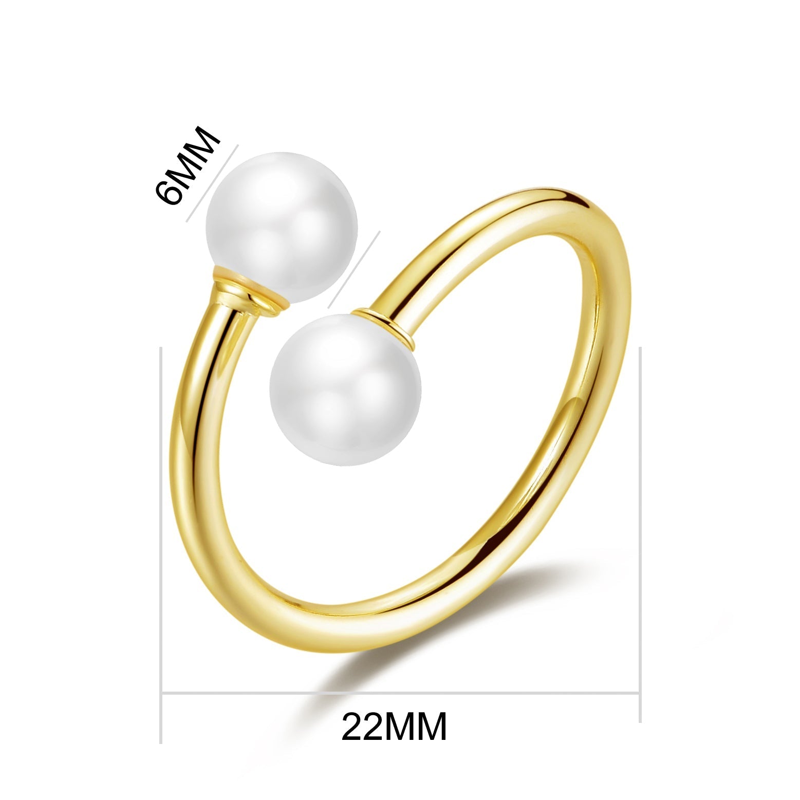 Gold Plated Adjustable Double Pearl Ring