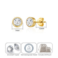 Gold Plated April (Diamond) Birthstone Earrings Created with Zircondia® Crystals