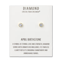 Gold Plated April (Diamond) Birthstone Earrings Created with Zircondia® Crystals