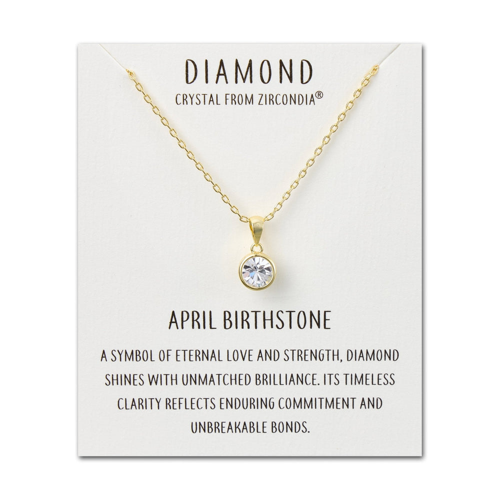 Gold Plated April (Diamond) Birthstone Necklace Created with Zircondia® Crystals