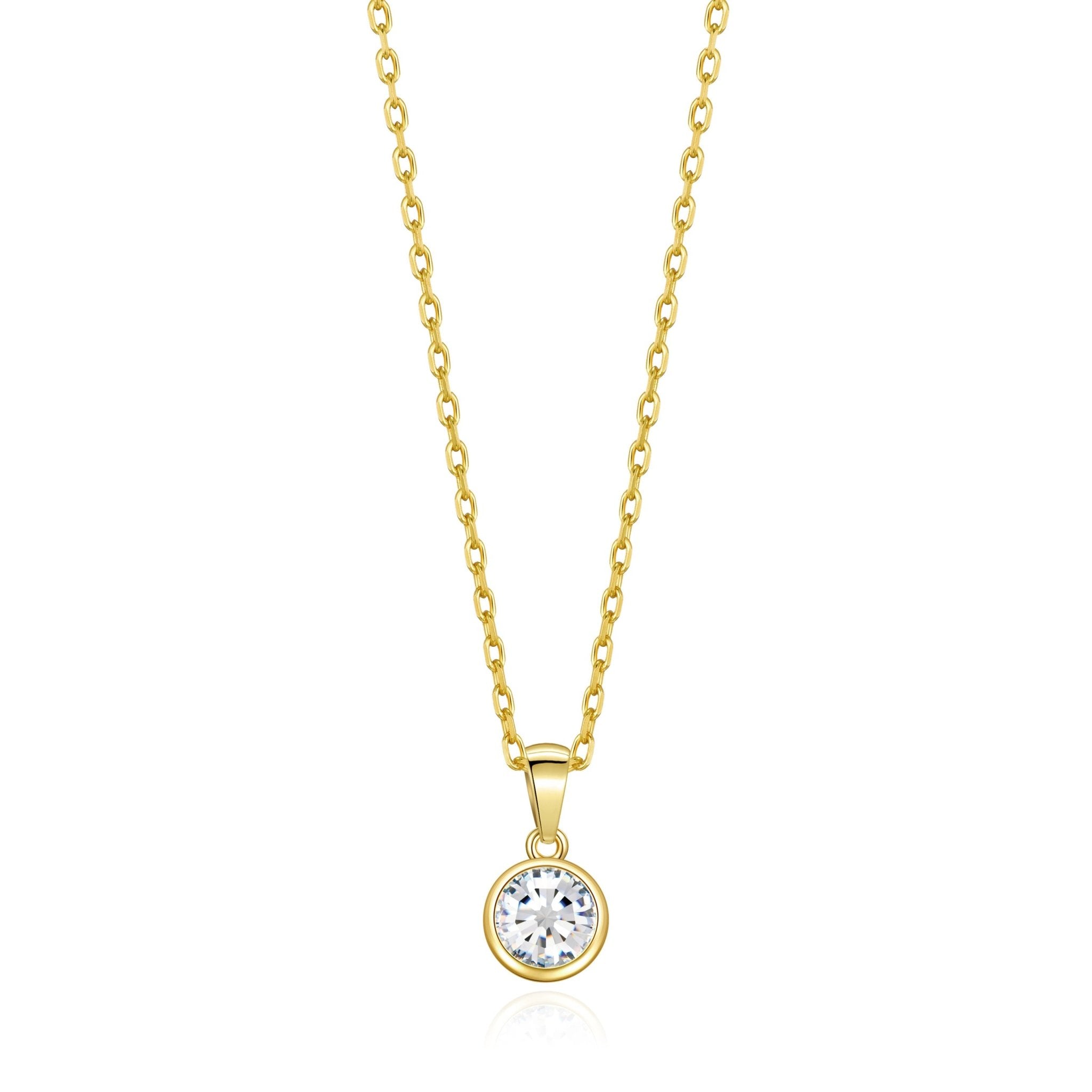 Gold Plated April (Diamond) Birthstone Necklace Created with Zircondia® Crystals
