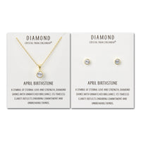 Gold Plated April (Diamond) Birthstone Necklace & Earrings Set Created with Zircondia® Crystals