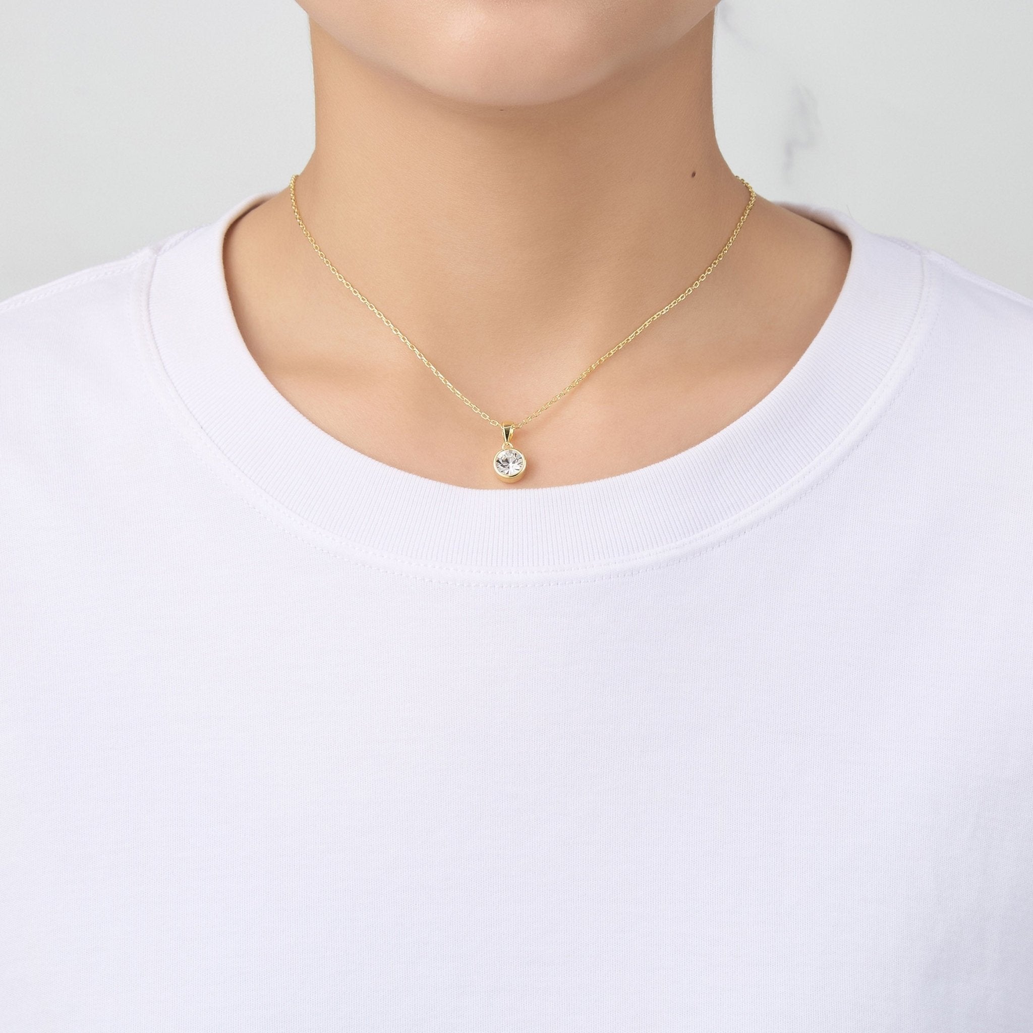 Gold Plated April (Diamond) Birthstone Necklace & Earrings Set Created with Zircondia® Crystals