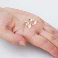 Gold Plated Atlas Earrings Created with Zircondia® Crystals