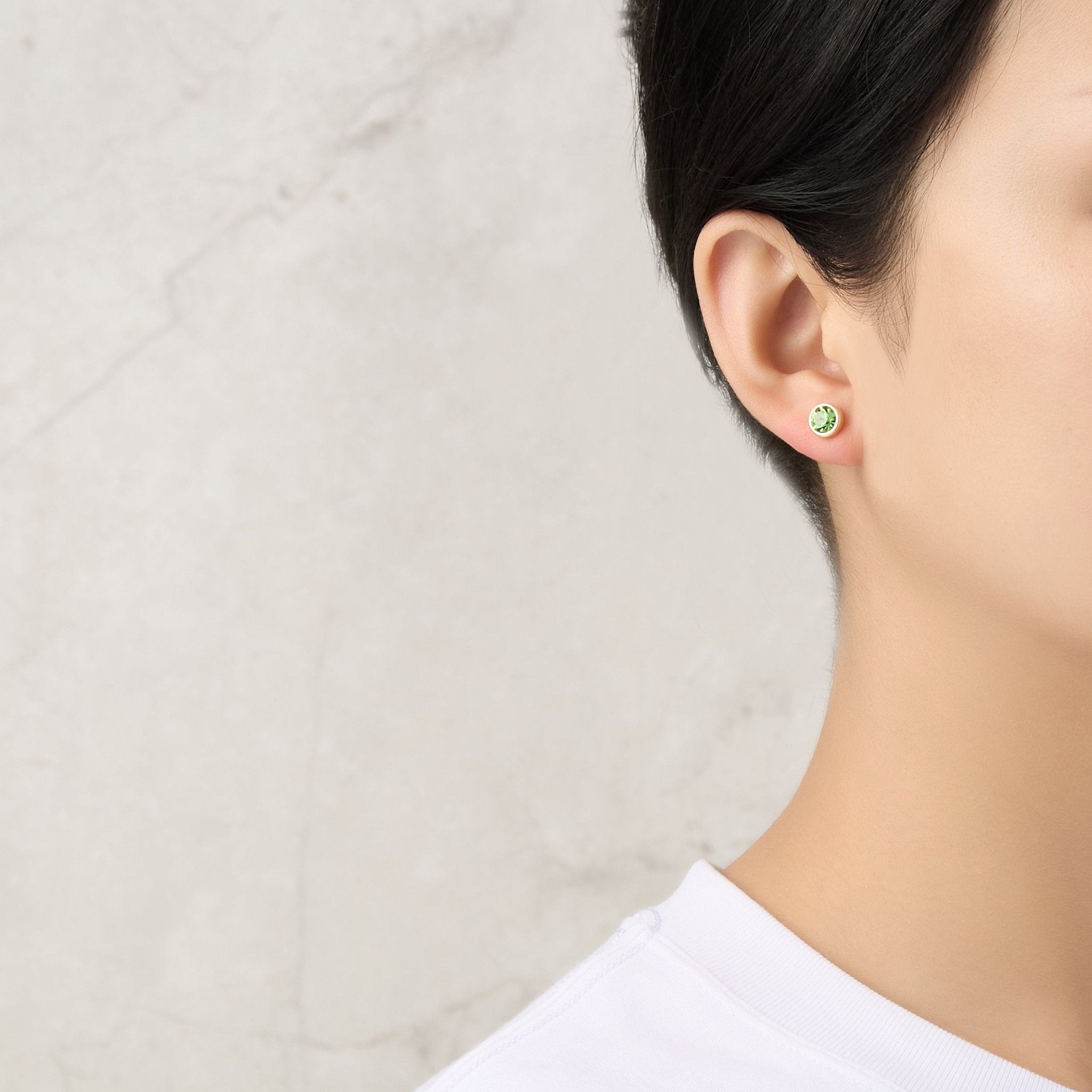 Gold Plated August (Peridot) Birthstone Earrings Created with Zircondia® Crystals