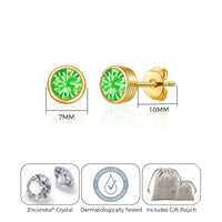 Gold Plated August (Peridot) Birthstone Earrings Created with Zircondia® Crystals