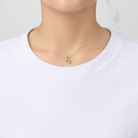 Gold Plated August (Peridot) Birthstone Necklace Created with Zircondia® Crystals