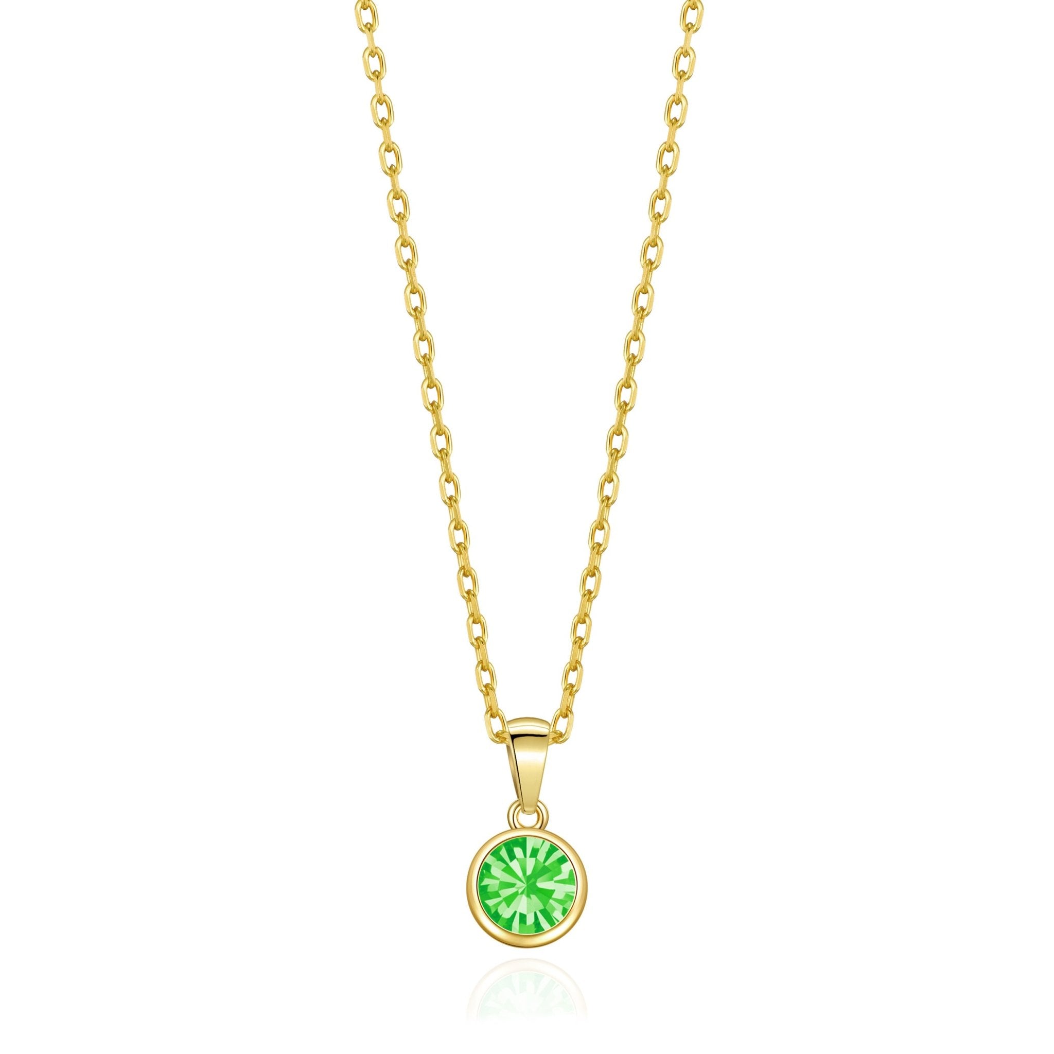 Gold Plated August (Peridot) Birthstone Necklace Created with Zircondia® Crystals