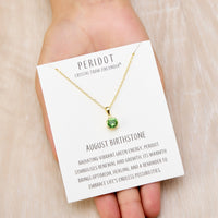Gold Plated August (Peridot) Birthstone Necklace Created with Zircondia® Crystals