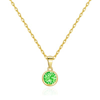 Gold Plated August (Peridot) Birthstone Necklace Created with Zircondia® Crystals