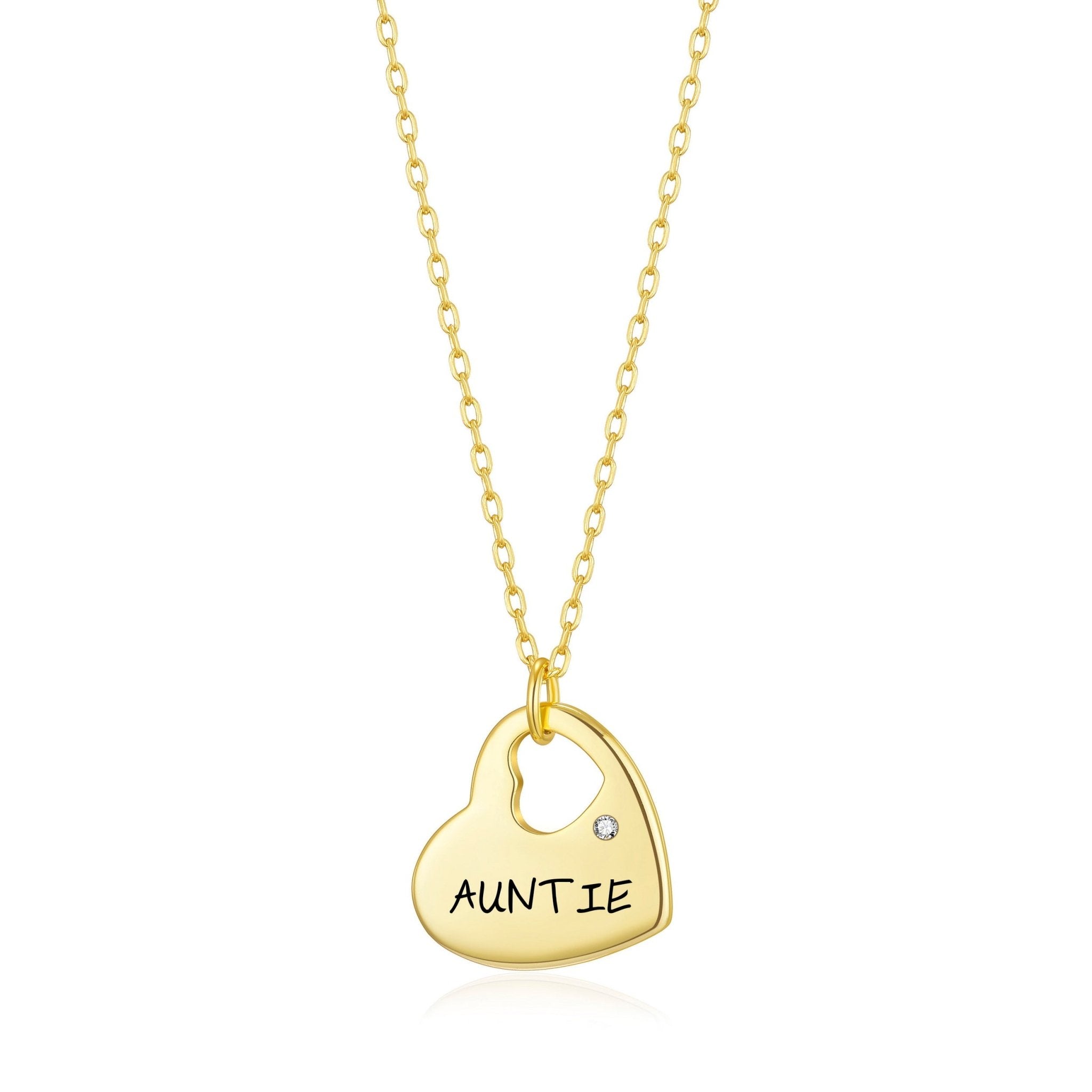 Gold Plated Auntie Heart Necklace Created with Zircondia® Crystals