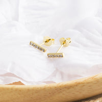 Gold Plated Bar Earrings Created with Zircondia® Crystals