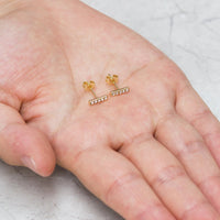 Gold Plated Bar Earrings Created with Zircondia® Crystals