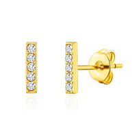 Gold Plated Bar Earrings Created with Zircondia® Crystals