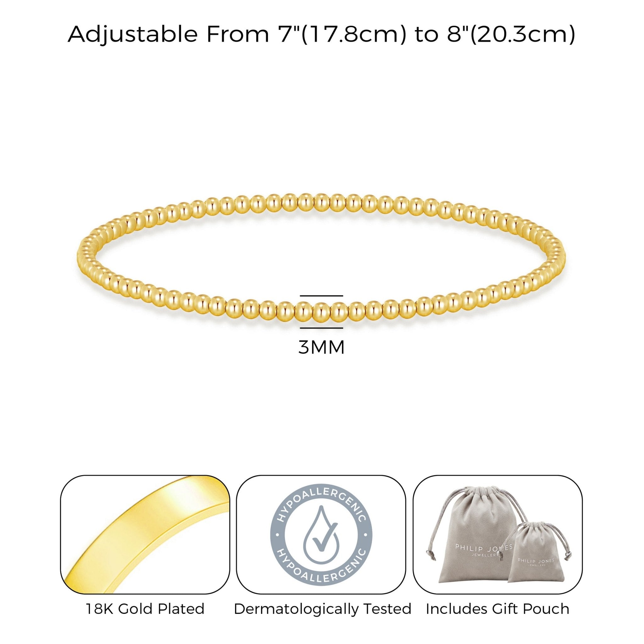 Gold Plated Beaded Stretch Bracelet