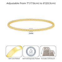 Gold Plated Beaded Stretch Bracelet
