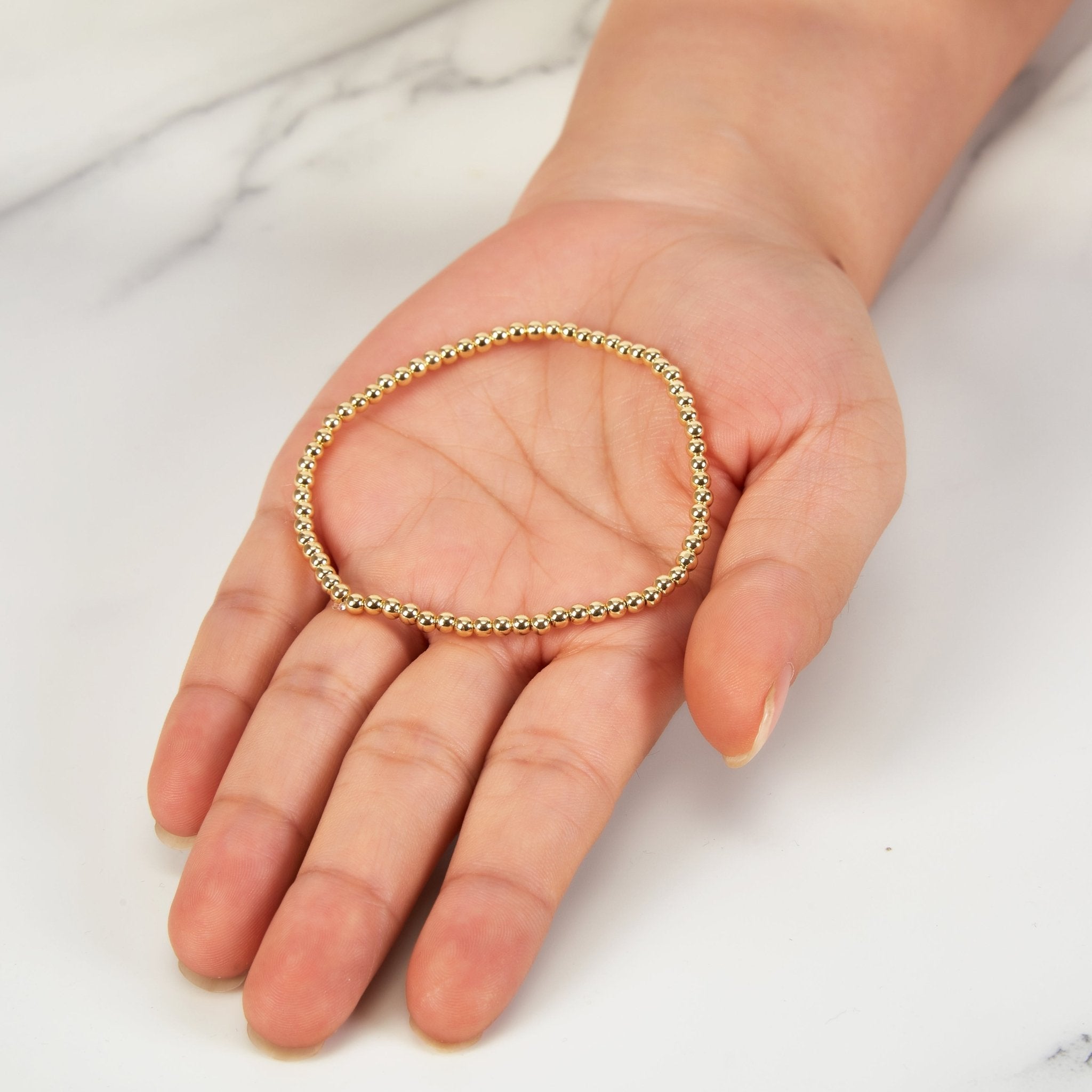 Gold Plated Beaded Stretch Bracelet