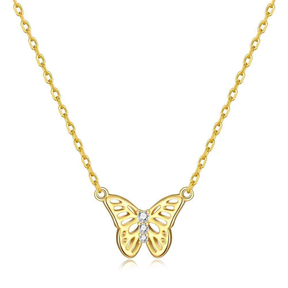 Gold Plated Butterfly Necklace Created with Zircondia® Crystals