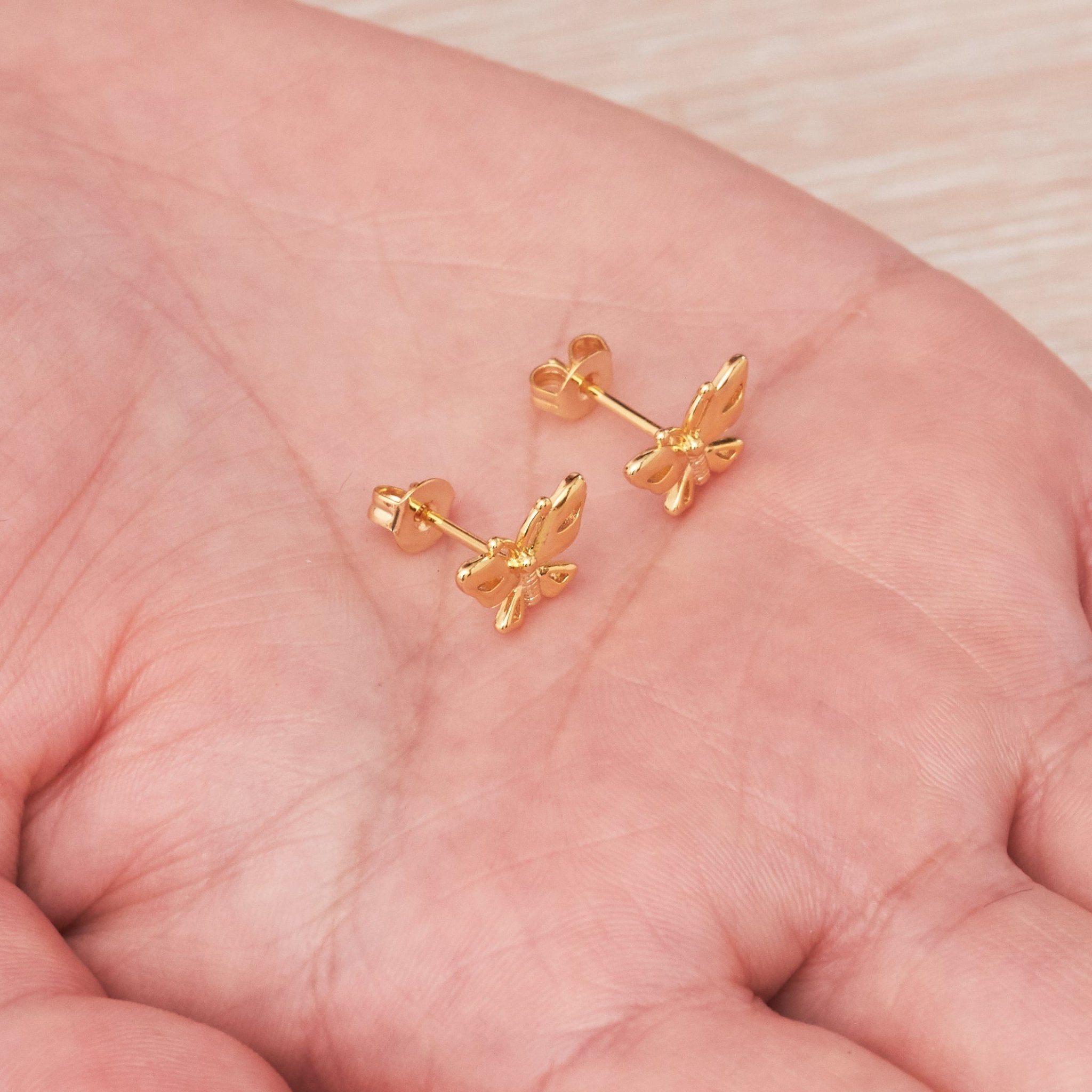 Gold Plated Butterfly Stud Earrings