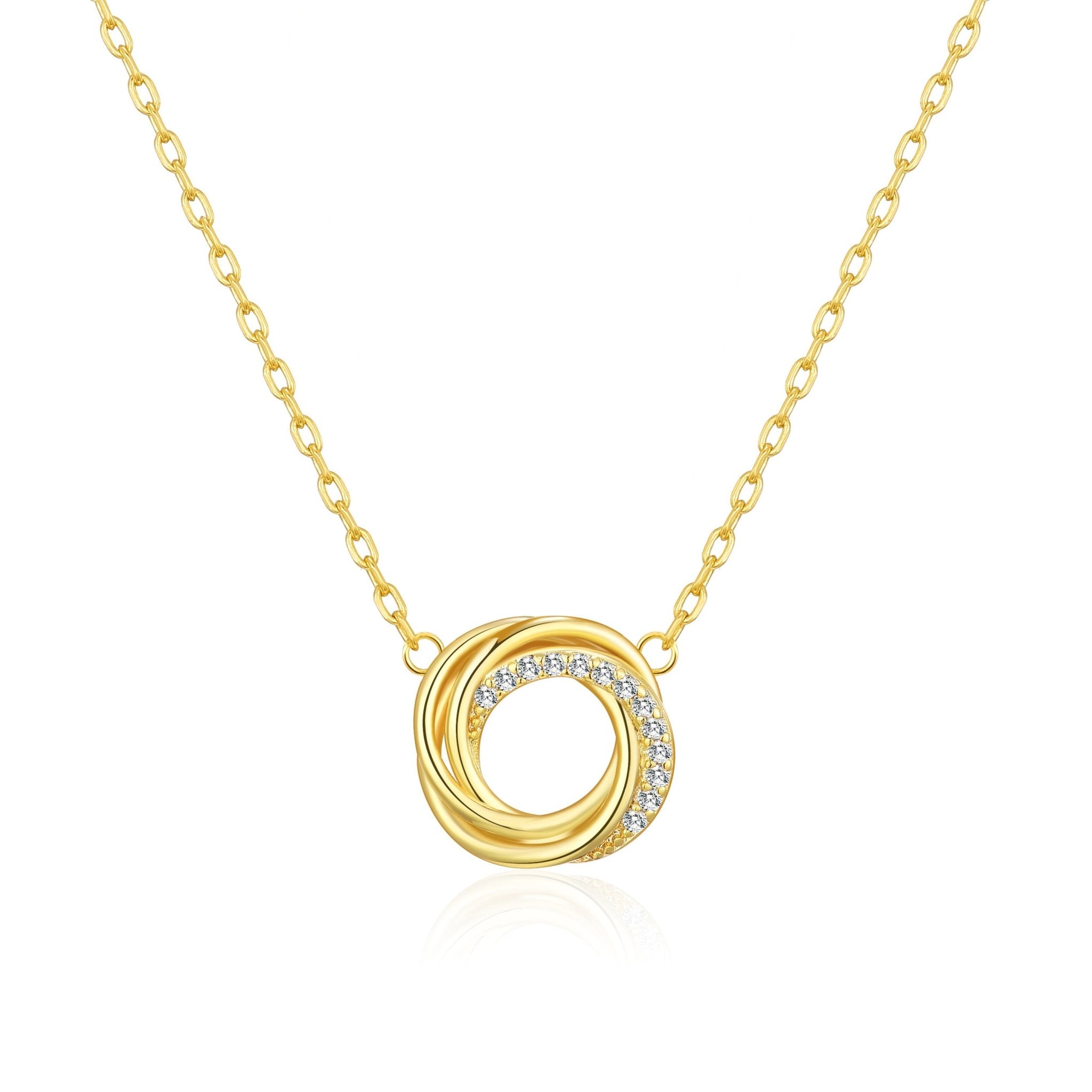Gold Plated Circle Knot Necklace Created with Zircondia® Crystals