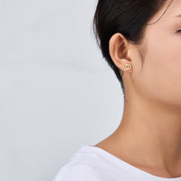 Gold Plated Circle Link Earrings Created with Zircondia® Crystals