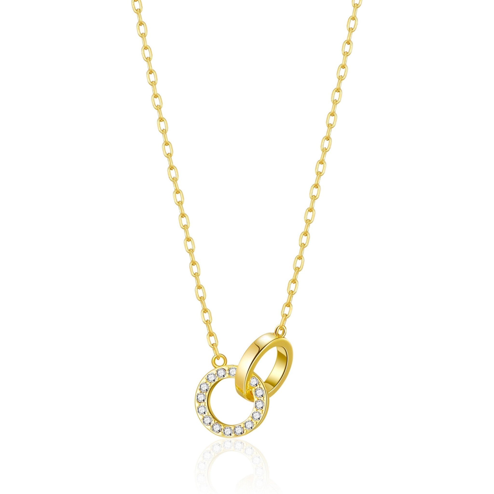 Gold Plated Circle Link Necklace Created with Zircondia® Crystals