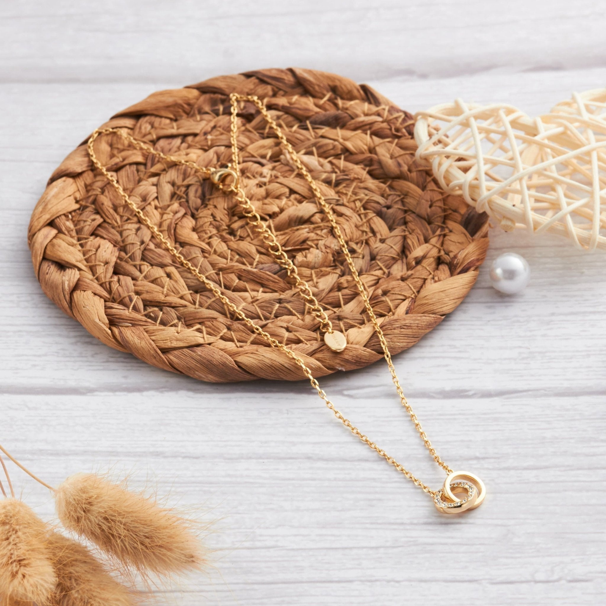 Gold Plated Circle Link Necklace Created with Zircondia® Crystals