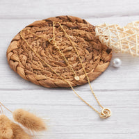 Gold Plated Circle Link Necklace Created with Zircondia® Crystals