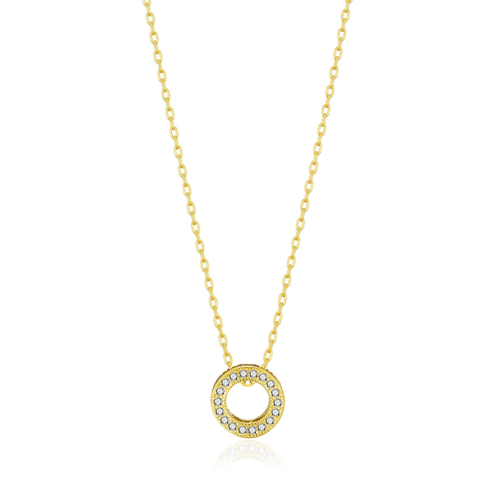 Gold Plated Circle of Life Necklace Created with Zircondia® Crystals