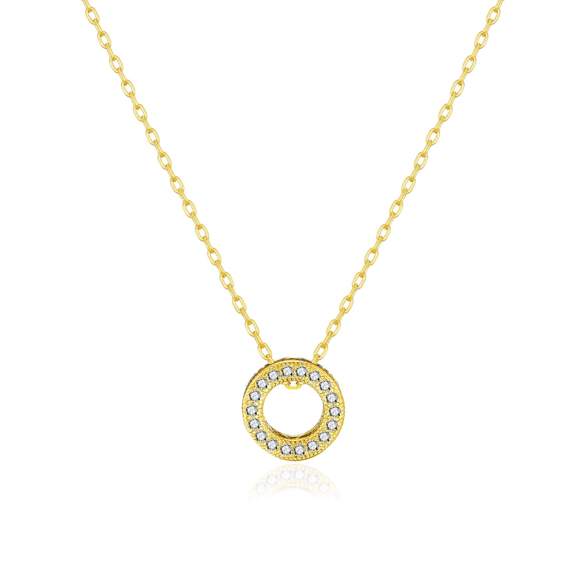 Gold Plated Circle of Life Necklace Created with Zircondia® Crystals