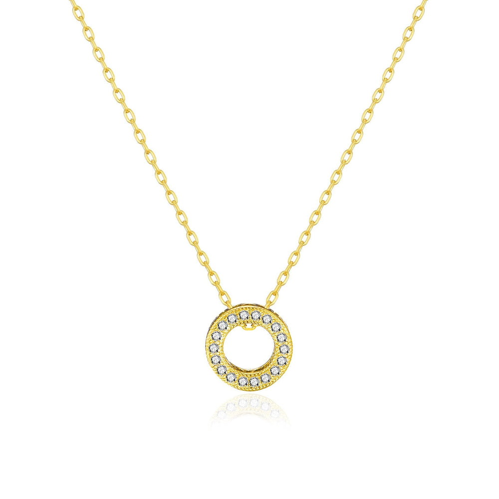 Gold Plated Circle of Life Necklace Created with Zircondia® Crystals