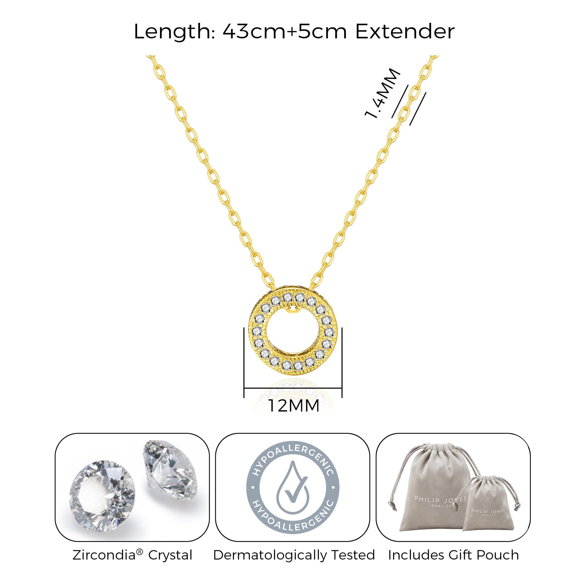 Gold Plated Circle of Life Necklace Created with Zircondia® Crystals