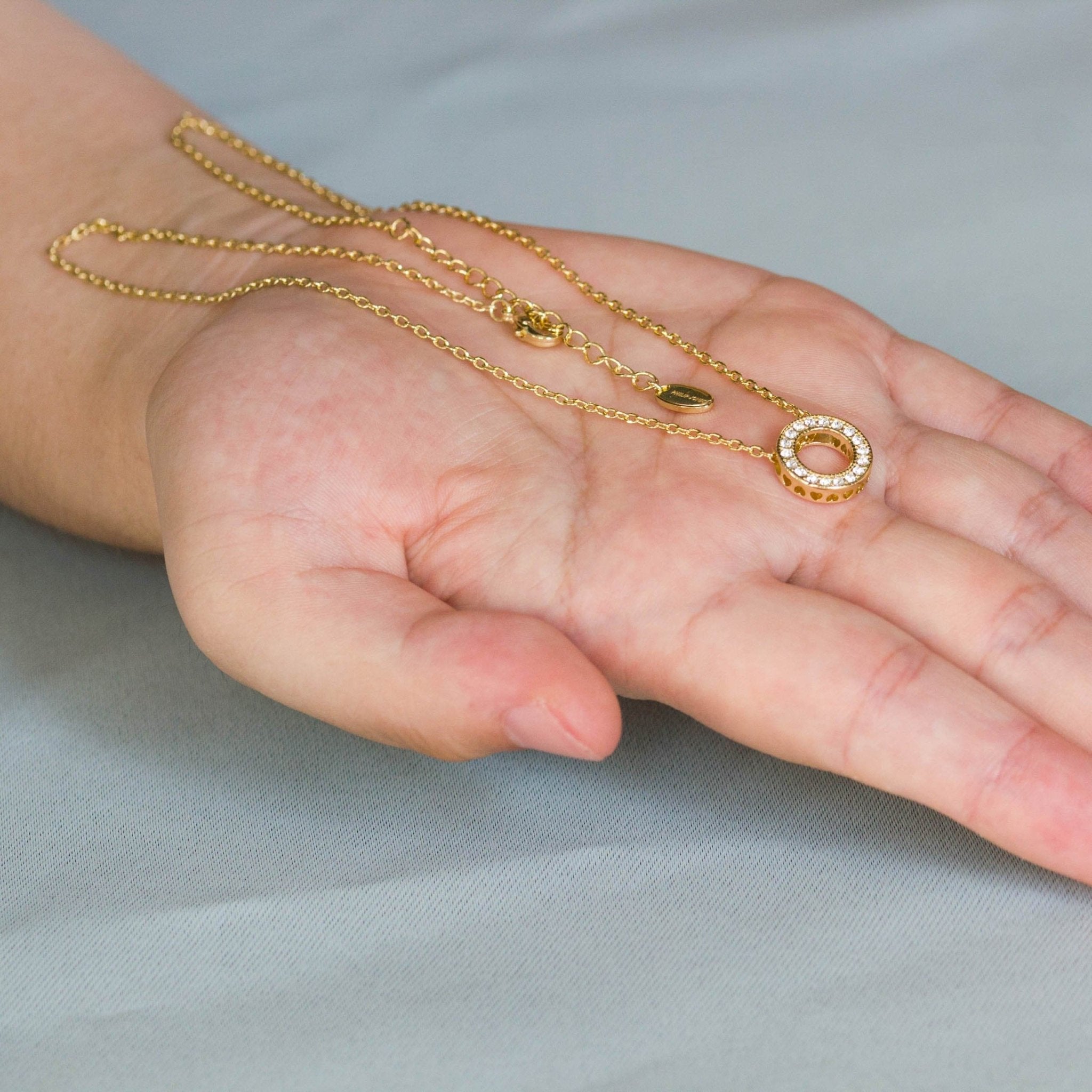 Gold Plated Circle of Life Necklace Created with Zircondia® Crystals