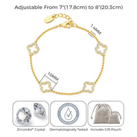 Gold Plated Clover Bracelet Created with Zircondia® Crystals